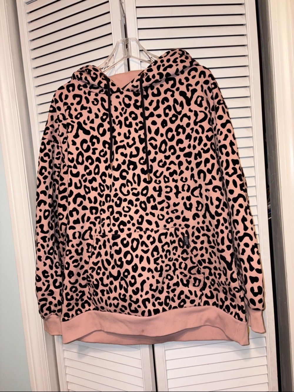 Women's Von Dutch Pink Leopard Print Hoodie Sweater Size XL